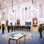 Presiden Prabowo Subianto secara resmi melantik menteri dan wakil menteri negara Kabinet Merah Putih dalam sisa masa jabatan periode tahun 2024-2029 di Istana Negara, Jakarta, pada Senin, 27 April 2026. (Foto: BPMI Setpres)